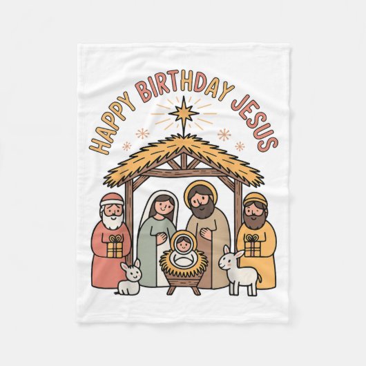 Happy Birthday Jesus Christmas Christian Outfit To Fleece Deken (Voorkant)
