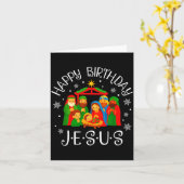 Happy Birthday Jesus Christmas Pajamas Xmas Squad  Kaart (Gele Bloem)
