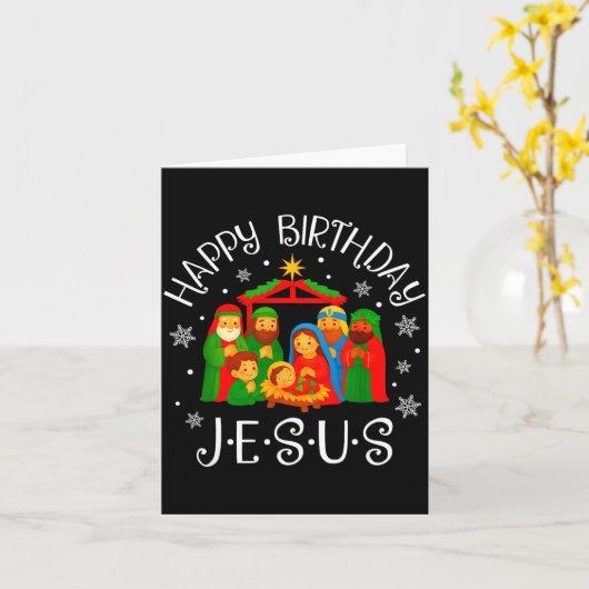 Happy Birthday Jesus Christmas Pajamas Xmas Squad  Kaart (Gele Bloem)