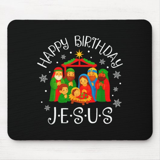 Happy Birthday Jesus Christmas Pajamas Xmas Squad  Muismat (Voorkant)