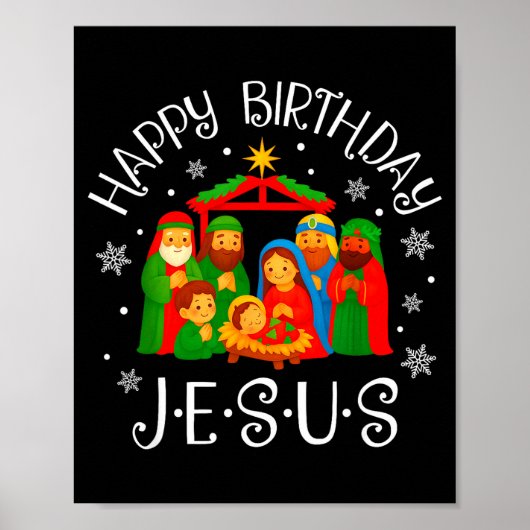 Happy Birthday Jesus Christmas Pajamas Xmas Squad Poster (Voorkant)