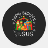 Happy Birthday Jesus Christmas Pajamas Xmas Squad  Ronde Sticker (Voorkant)