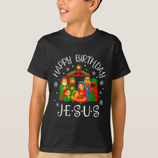 Happy Birthday Jesus Christmas Pajamas Xmas Squad  T-shirt (Voorkant)