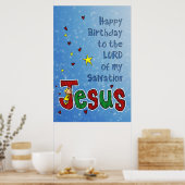 'Happy Birthday Jesus': een grote kerstknuffel Poster (Keuken)