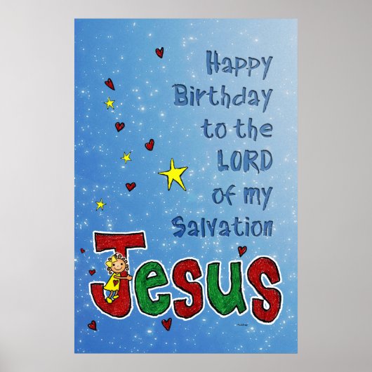 'Happy Birthday Jesus': een grote kerstknuffel Poster (Voorkant)