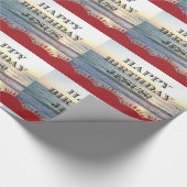 Happy Birthday Jesus en Red Kerstbomen Cadeaupapier (Hoek)