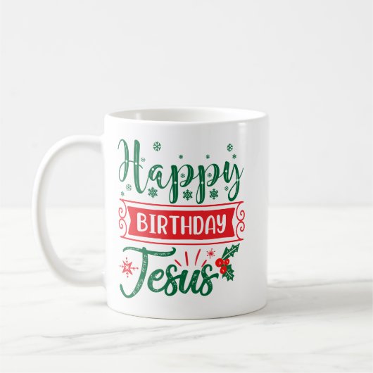 Happy Birthday Jesus Festive kerst Koffiemok (Links)