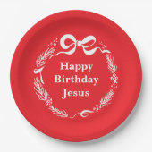 Happy Birthday Jesus | Hand Drawn Bow Christmas Papieren Bordje (Voorkant)