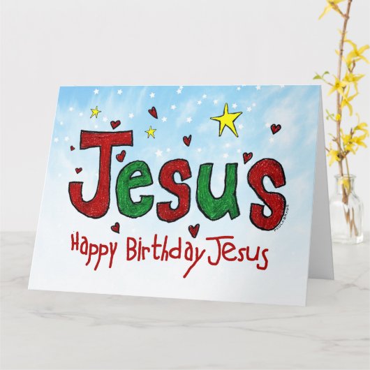 Happy Birthday Jesus Kaart (Gele Bloem)