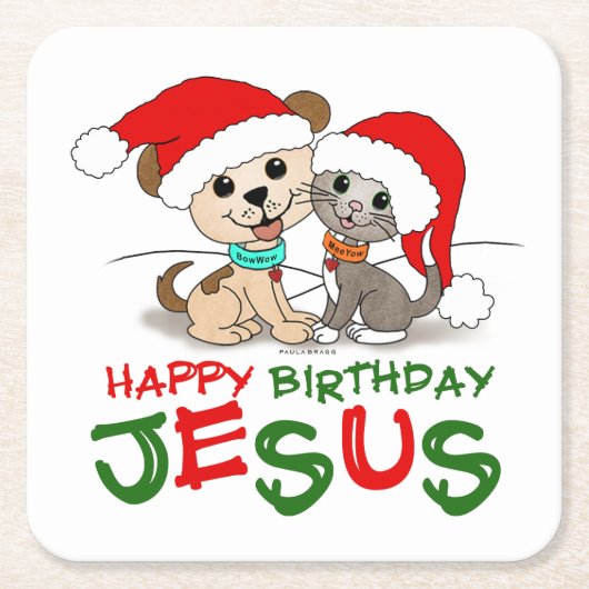 Happy Birthday Jesus Kartonnen Onderzetters (Voorkant)