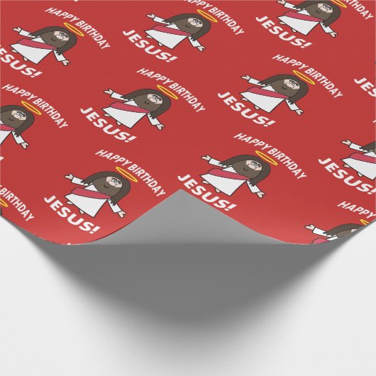 Happy Birthday Jesus Kerstmis die papier pakt (Hoek)