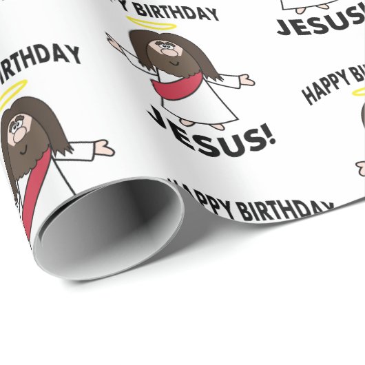Happy Birthday Jesus Kerstmis die papier pakt (Rol Hoek)