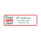Happy Birthday Jesus Kerstmis Etiket (Voorkant)