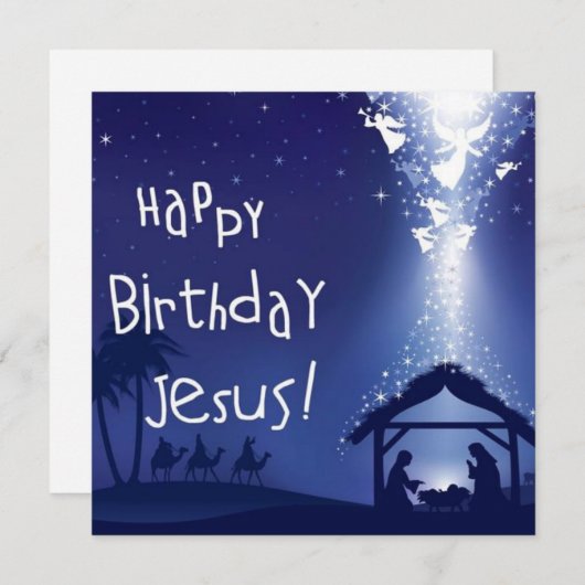 Happy Birthday Jesus Kerstmis Kaart (Voorkant / Achterkant)