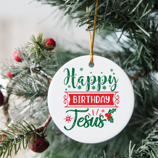 Happy Birthday Jesus Kerstmis Keramisch Ornament