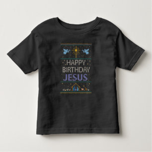 Happy Birthday Jesus Kerstmis Paarse religie Kinder Shirts