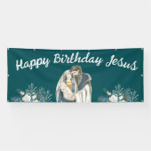 Happy Birthday Jesus Kerstmis Spandoek (Horizontaal)