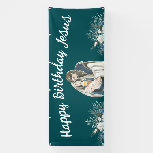 Happy Birthday Jesus Kerstmis Spandoek (Verticaal)