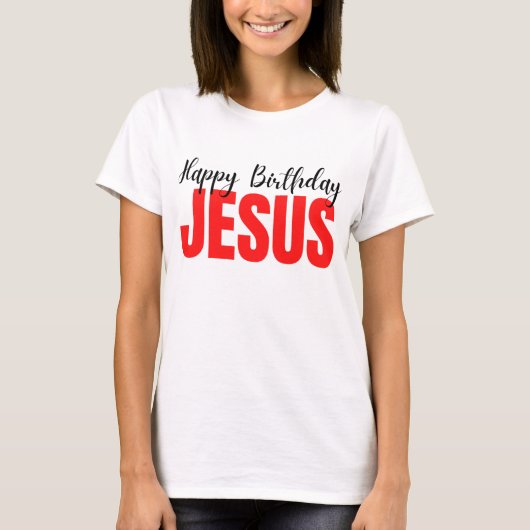 Happy Birthday Jesus Kerstmis T-shirt (Voorkant)