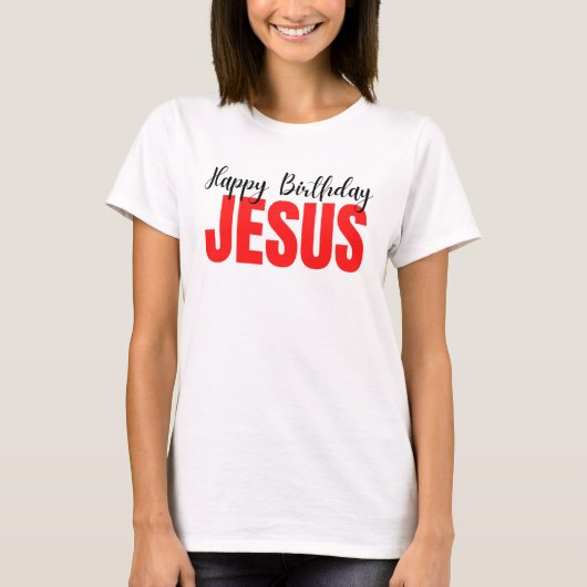 Happy Birthday Jesus Kerstmis T-shirt (Voorkant)