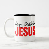 Happy Birthday Jesus Kerstmis Tweekleurige Koffiemok (Links)