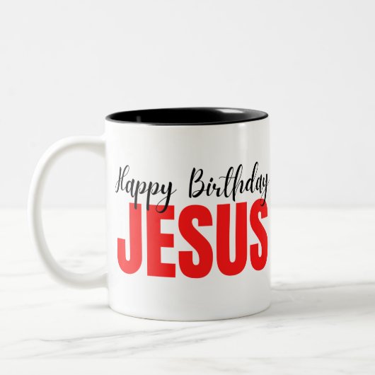 Happy Birthday Jesus Kerstmis Tweekleurige Koffiemok (Links)