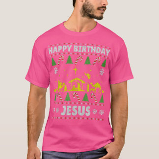 Happy Birthday Jesus Kerstmis Ugly Sweater Holida T-shirt