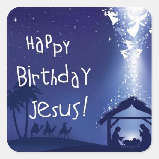 Happy Birthday Jesus Kerstplein Sticker (Voorkant)