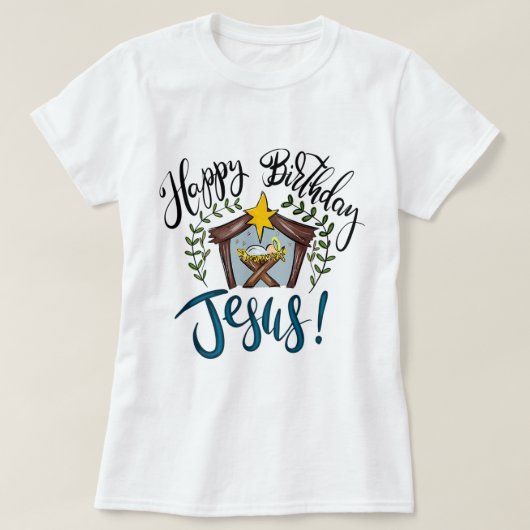 Happy Birthday Jesus KerstSweaters Christelijk T-shirt (Design voorkant)