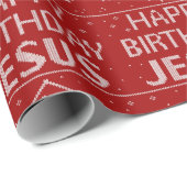 Happy Birthday Jesus Kersttrui Christelijk Cadeaupapier (Rol Hoek)