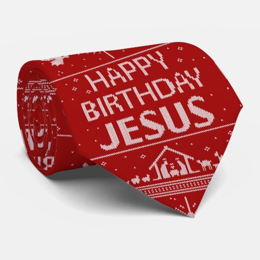 Happy Birthday Jesus Kersttrui Christelijk Stropdas (Opgerold)