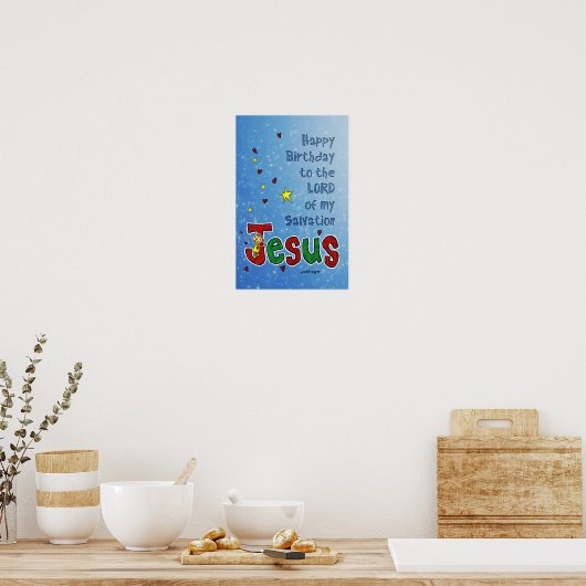 Happy Birthday Jesus (Kinderkerst) Poster (Keuken)