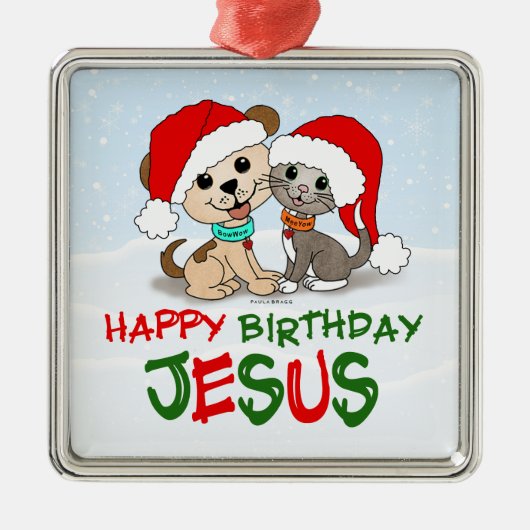 Happy Birthday Jesus Metalen Ornament (Voorkant)