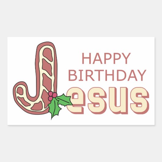 Happy Birthday Jesus Rechthoekige Sticker (Voorkant)