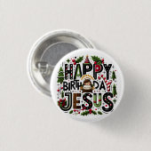 Happy Birthday Jesus Ronde Button 3,2 Cm (Voorkant /achterkant)