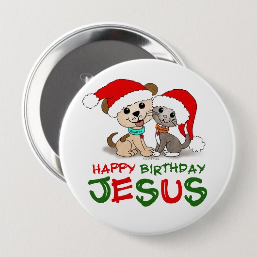 Happy Birthday Jesus Ronde Button 4,0 Cm (Voorkant /achterkant)