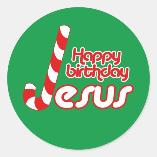 HAPPY BIRTHDAY JESUS RONDE STICKER (Voorkant)
