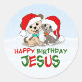 Happy Birthday Jesus Ronde Sticker (Voorkant)