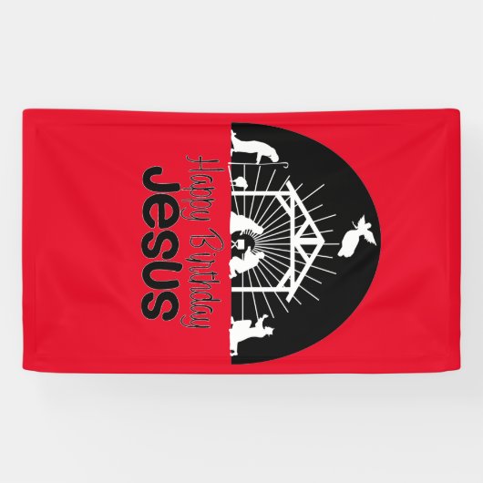 Happy Birthday Jesus Spandoek (Horizontaal)