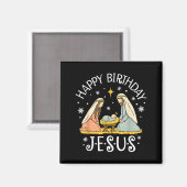 Happy Birthday Jesus Ugly Christmas Sweater Christ Magneet (Voorkant / Achterkant)
