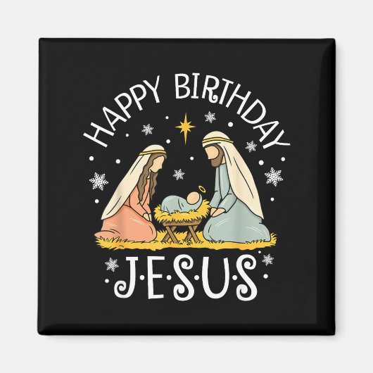 Happy Birthday Jesus Ugly Christmas Sweater Christ Magneet (Voorkant)