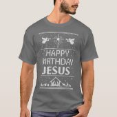 Happy Birthday Jesus Ugly Christmas Sweater Scandi T-shirt (Voorkant)