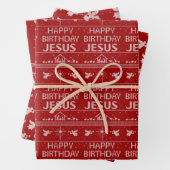Happy Birthday Jesus Ugly kerstSweater Design Inpakpapier Vel (In situ)