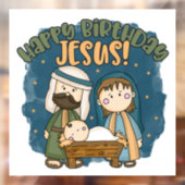Happy Birthday Jesus Window Cling Raamsticker (Vel 2)