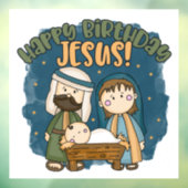 Happy Birthday Jesus Window Cling Raamsticker (Vel 3)