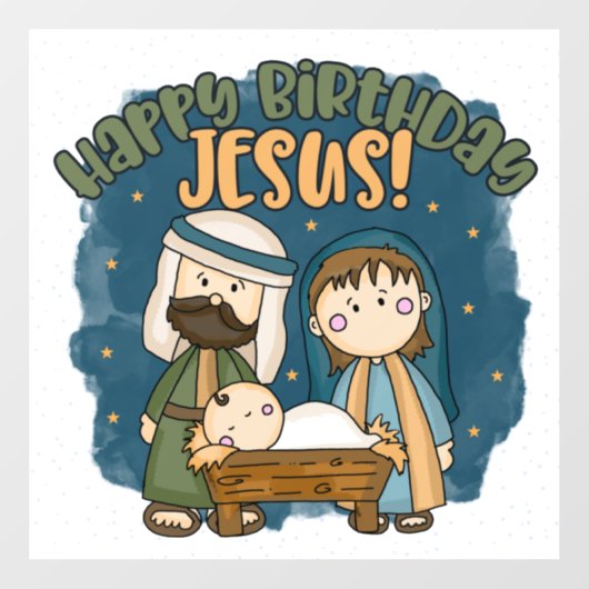 Happy Birthday Jesus Window Cling Raamsticker (Vel)