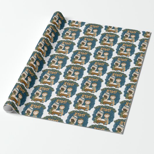 Happy Birthday Jesus Wrapping Paper Cadeaupapier (Uitgerold)