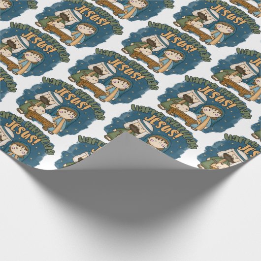 Happy Birthday Jesus Wrapping Paper Cadeaupapier (Hoek)
