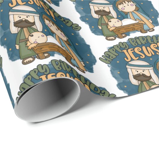 Happy Birthday Jesus Wrapping Paper Cadeaupapier (Rol Hoek)