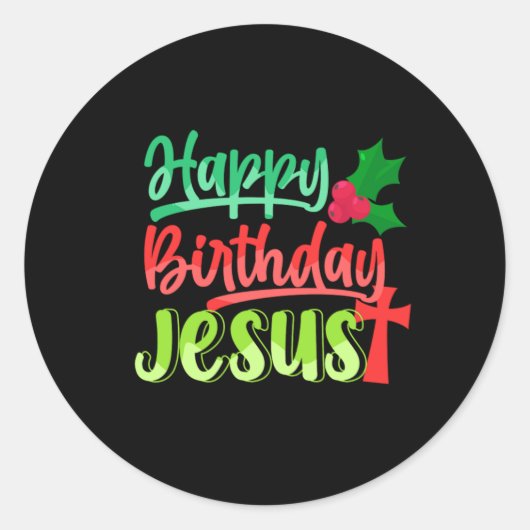 Happy Birthday Jesus Xmas Merry Christmas Gift Ronde Sticker (Voorkant)